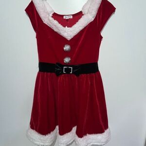 Born Famous Women's Red Mrs. Claus Cap Sleeve Mini Skater Dress Small NWT
